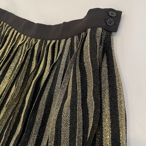 Modcloth 'Glitz The Spot' Pleated Midi Skirt Metallic Gold Glitter- L - Picture 5 of 13